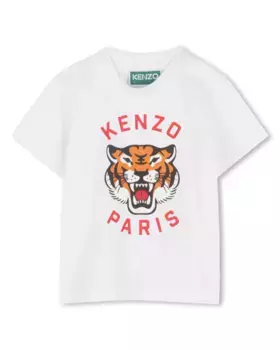 Белая футболка из хлопка Kenzo Kids, белый
