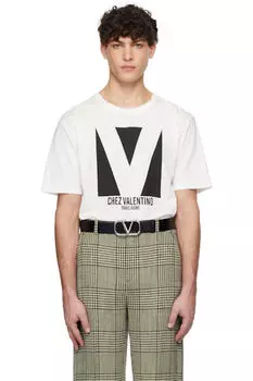 Белая футболка из хлопкового джерси с принтом «Chez Valentino»