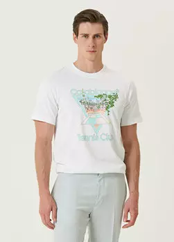 Белая футболка из органического хлопка с принтом логотипа Casablanca