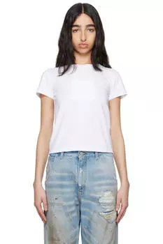 Белая футболка из плотного хлопкового джерси MM6 Maison Margiela