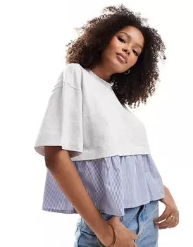 Белая футболка из поплина с подолом ASOS DESIGN