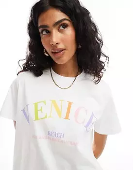 Белая футболка классического кроя с изображением Венеции ASOS DESIGN