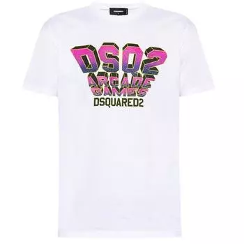 Белая футболка классного кроя с логотипом Space Invaders Dsquared2, белый