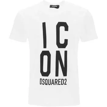 Белая футболка классного кроя с жирным логотипом Icon Dsquared2, белый