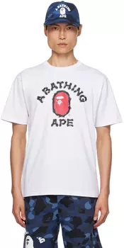 Белая футболка колледжа BAPE Brush