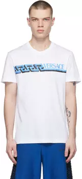 Белая футболка La Greca с геометрическим рисунком Versace