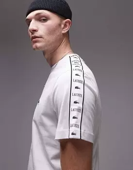 Белая футболка Lacoste свободного кроя с большим логотипом