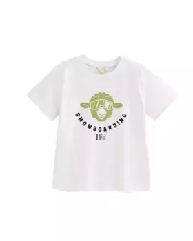 Белая футболка мальчика с овечьим рисунком сноуборда Dadati, белый