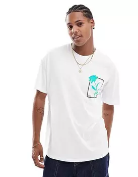 Белая футболка New Look с изображением розы в рамке