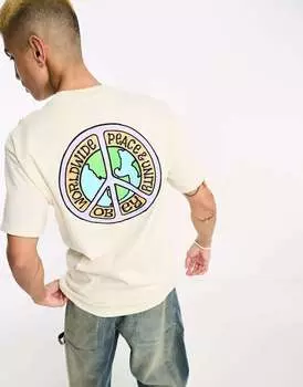 Белая футболка Obey персикового цвета и единства