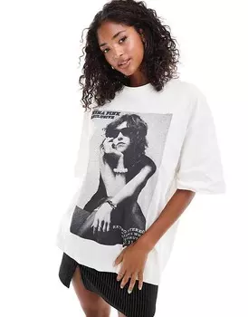 Белая футболка оверсайз ASOS DESIGN с черно-белым фотопринтом на спине
