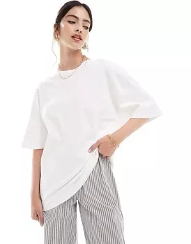 Белая футболка оверсайз из плотного хлопка Stradivarius