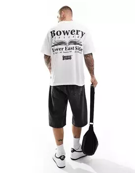 Белая футболка оверсайз Jack & Jones с принтом Bowery на спине