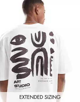 Белая футболка оверсайз с абстрактным принтом на спине ASOS DESIGN