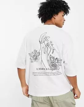 Белая футболка оверсайз с цветочным принтом ASOS DESIGN