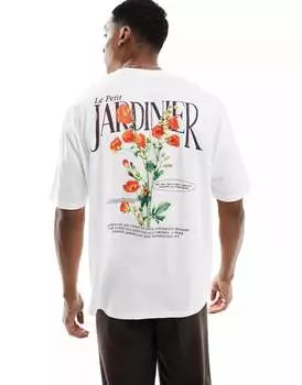 Белая футболка оверсайз с цветочным принтом на спине ASOS