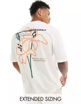 Белая футболка оверсайз с цветочным принтом на спине ASOS DESIGN