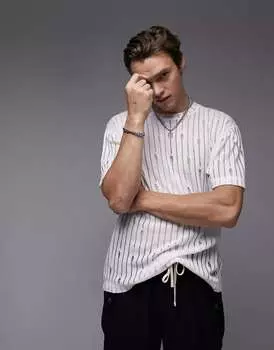 Белая футболка оверсайз с лесенкой Topman