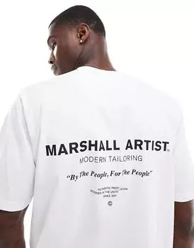 Белая футболка оверсайз с логотипом на спине Marshall Artist