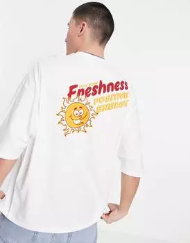 Белая футболка оверсайз с мультяшным принтом на спине ASOS DESIGN