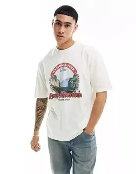 Белая футболка оверсайз с пейзажным принтом ASOS спереди