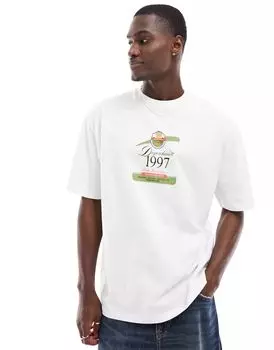 Белая футболка оверсайз с пивным принтом на груди ASOS