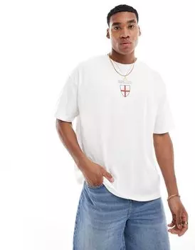 Белая футболка оверсайз с принтом «Англия» на груди ASOS