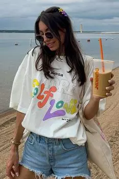 Белая футболка оверсайз с принтом Mg1522 Madmext, белый