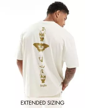 Белая футболка оверсайз с принтом на спине ASOS DESIGN