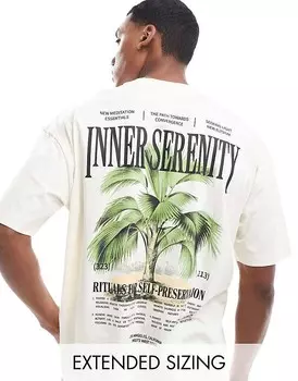 Белая футболка оверсайз с принтом на спине ASOS DESIGN