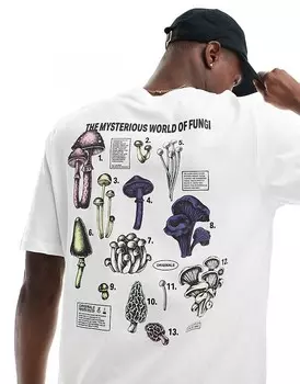 Белая футболка оверсайз с принтом на спине Jack & Jones