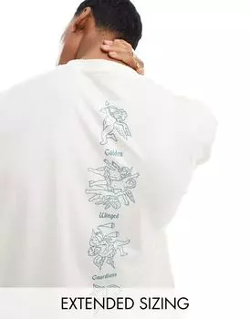 Белая футболка оверсайз с принтом "позвоночник херувима" ASOS DESIGN