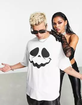Белая футболка оверсайз с принтом призраков ASOS DESIGN