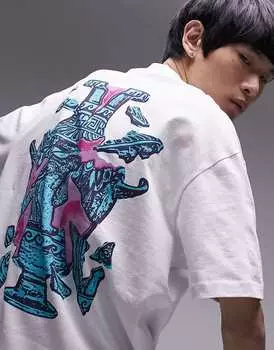 Белая футболка оверсайз с принтом урны спереди и сзади Topman