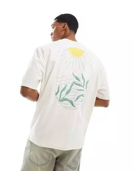 Белая футболка оверсайз с солнечным принтом на спине ASOS DESIGN