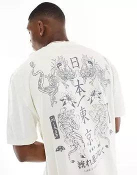 Белая футболка оверсайз с сувенирным принтом на спине ASOS DESIGN