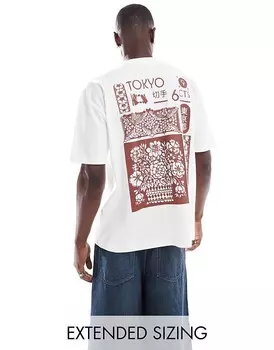 Белая футболка оверсайз с сувенирным принтом на спине ASOS DESIGN
