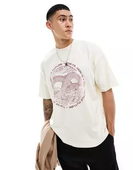 Белая футболка оверсайз с сувенирным принтом в виде дракона ASOS DESIGN спереди