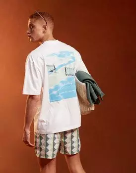 Белая футболка оверсайз с теннисным принтом на спине ASOS DESIGN