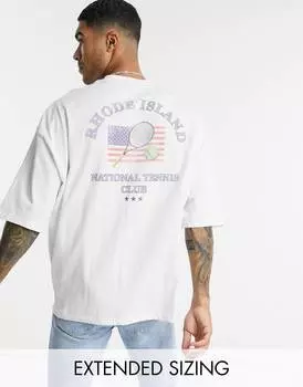 Белая футболка оверсайз с теннисным принтом на груди и спине ASOS DESIGN