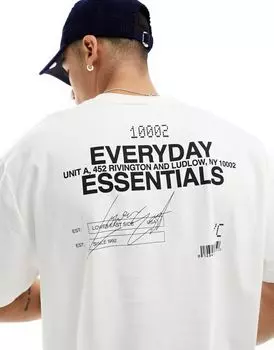 Белая футболка оверсайз с текстовым принтом на спине ASOS DESIGN