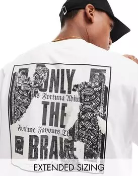 Белая футболка оверсайз с уличным принтом на спине ASOS DESIGN