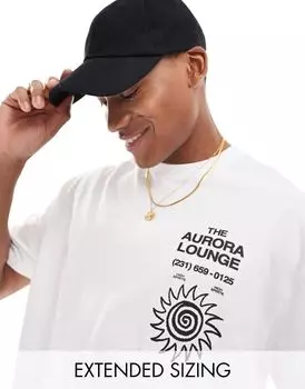 Белая футболка оверсайз с уличным принтом на груди ASOS DESIGN