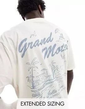 Белая футболка оверсайз с живописным принтом на спине ASOS DESIGN