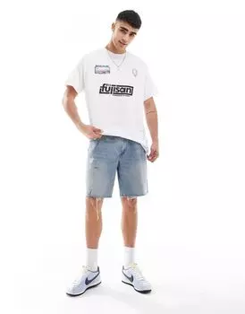 Белая футболка оверсайз со спортивным принтом спереди ASOS