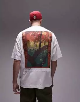 Белая футболка оверсайз Topman Extreme с принтом «Цветущий сливовый сад», созданная в сотрудничестве с Музеем Ван Гога