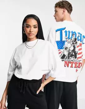 Белая футболка оверсайз унисекс с принтом Тупака ASOS DESIGN