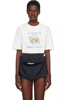 Белая футболка «Плачущая девочка» Pushbutton