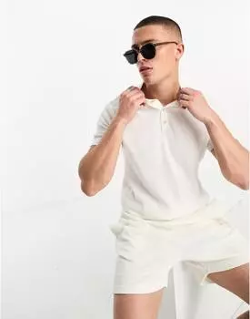 Белая футболка-поло из пике Jack & Jones Premium