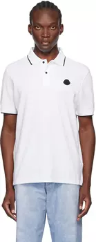 Белая футболка-поло с логотипом Moncler